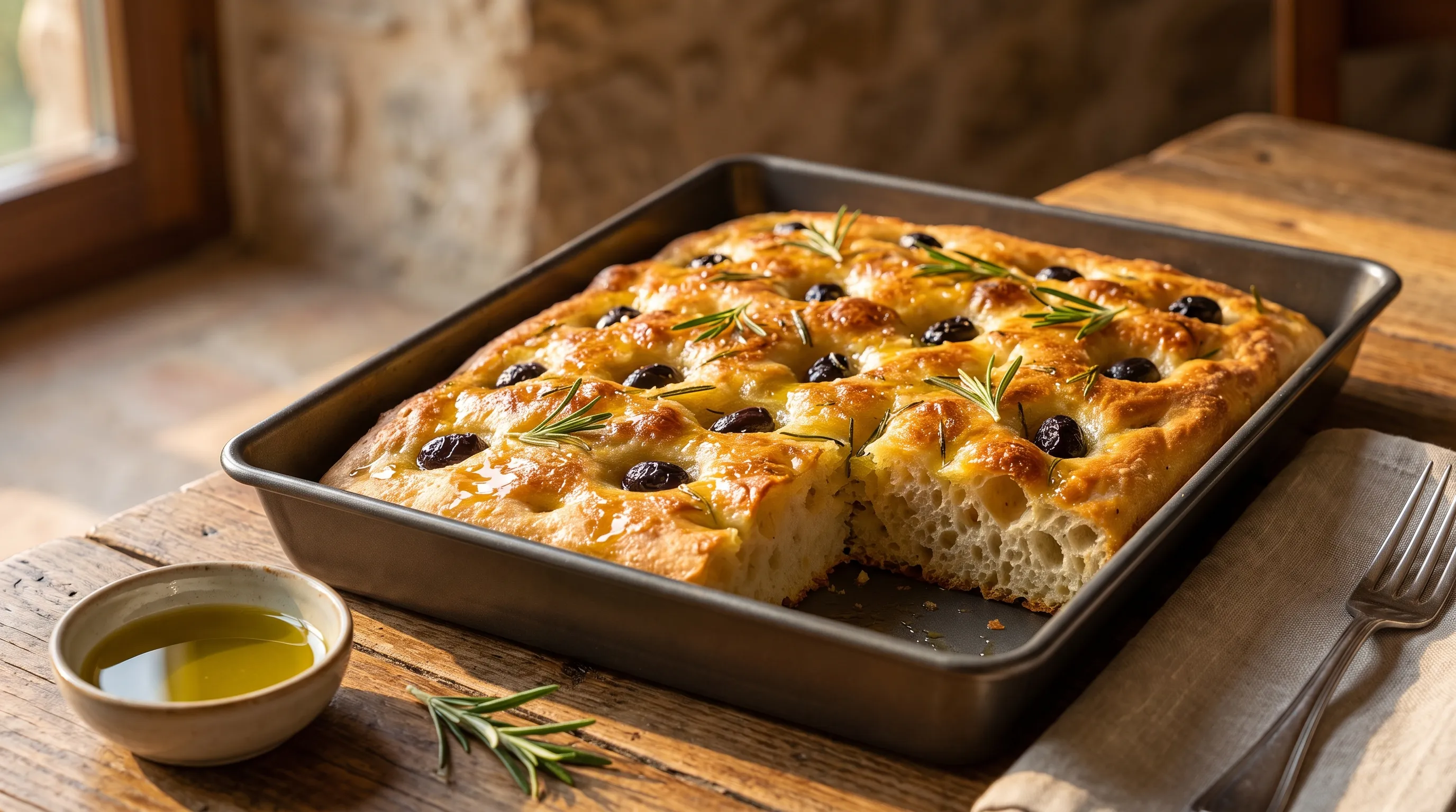 Focaccia Low Carb de Romero y Olivas