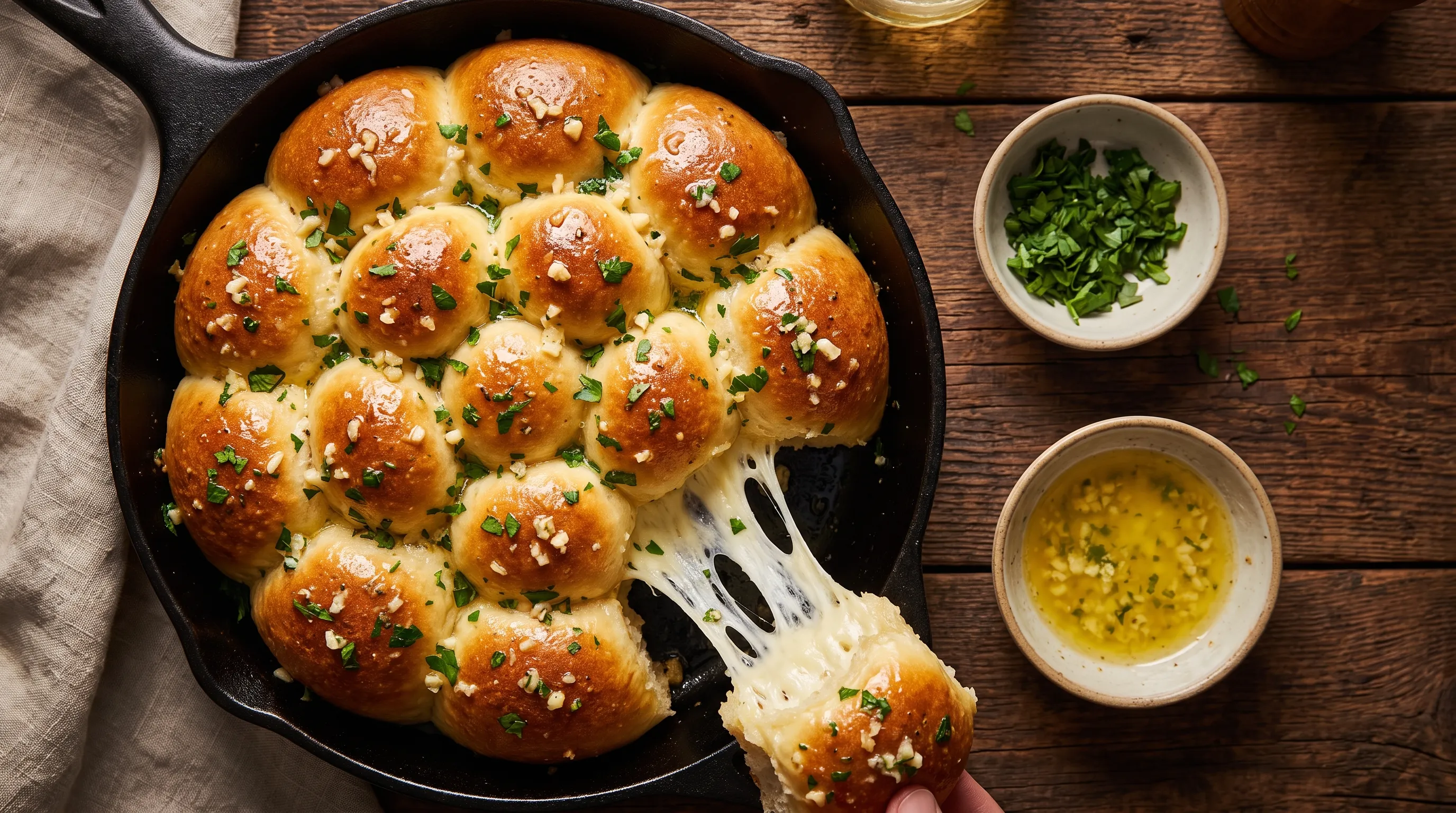 Pan de Ajo Relleno tipo Pull-Apart